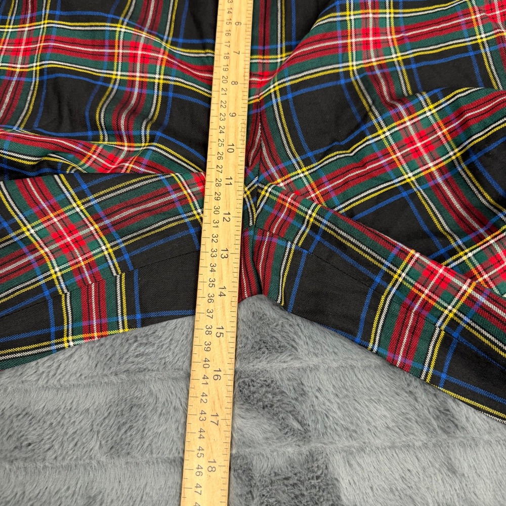 Talbots Womens Stewart Plaid Wide Leg Wool Blend Pants Black Red Green Size 4 - Picture 3 of 10